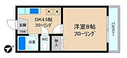 イレブン山手A 1DKの間取図画像