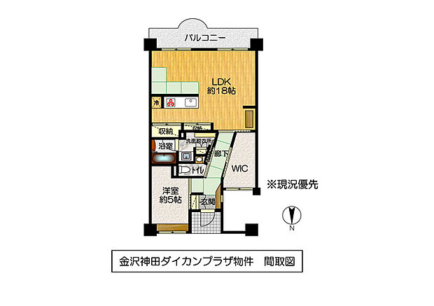 金沢神田ダイカンプラザスポーツメント(1SLDK) 14階/１４０２号室の間取り