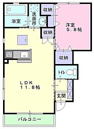 フィカーサ上富井 1LDKの間取図画像