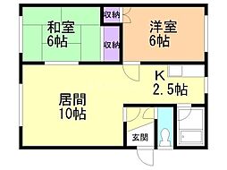 グランビュー豊岡 2LDKの間取図画像
