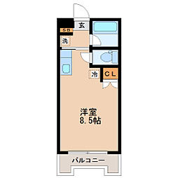 デュエル雅 4階ワンルームの間取り