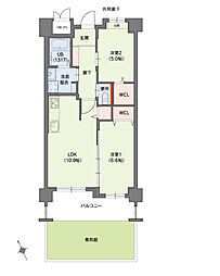 クラシオン小笹山手5番館 2LDKの間取図画像