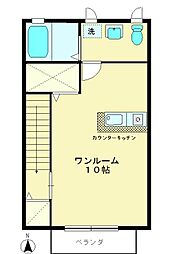 Ｍ／ＦＬＡＴ 2階ワンルームの間取り