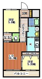 サウザンドマンション 2階2LDKの間取り