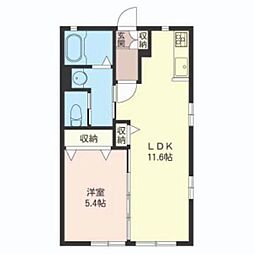 積水ハウスシャーメゾン サニーハイツA 2階1LDKの間取り