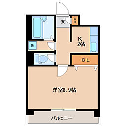 K・T NET21 4階1Kの間取り