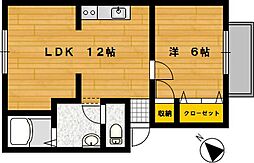 シャポーA棟 2階1LDKの間取り
