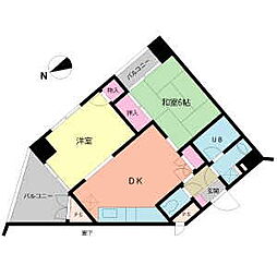 バークレハイツ 7階2DKの間取り