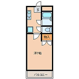 ブライトンハイム 1階1Kの間取り