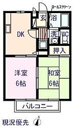 JR山陽新幹線 新尾道駅 3.6kmの賃貸アパート 1階2DKの間取り