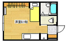 広島電鉄宮島線 草津駅 徒歩4分の賃貸アパート 2階ワンルームの間取り