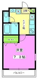 メゾンソレイユ 1階1Kの間取り