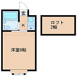 ベルシティ米ヶ袋 1Kの間取図画像