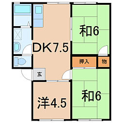 コーポ富岡B 3DKの間取図画像