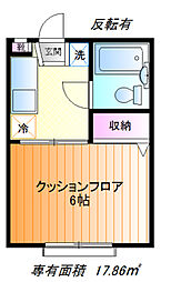 対山ハイム 1Kの間取図画像