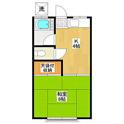 第三泉ハイツ 2階1Kの間取り