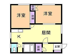 コーポグランドヒル 2LDKの間取図画像