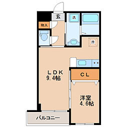 フィーロ宮町 1LDKの間取図画像