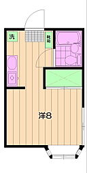 コーポニッコー 2階ワンルームの間取り