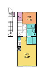 小松島ハイツ 2階1LDKの間取り