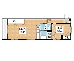 名古屋市営鶴舞線 川名駅 徒歩12分の賃貸マンション 4階1LDKの間取り