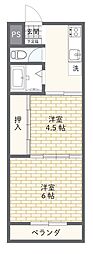 中滑川シティハイツ 2Kの間取図画像