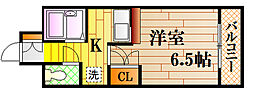 エステートベネフィット5フルタ 3階1Kの間取り