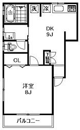 ルミナス 1DKの間取図画像