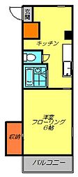 コーポ大塚 5階1Kの間取り