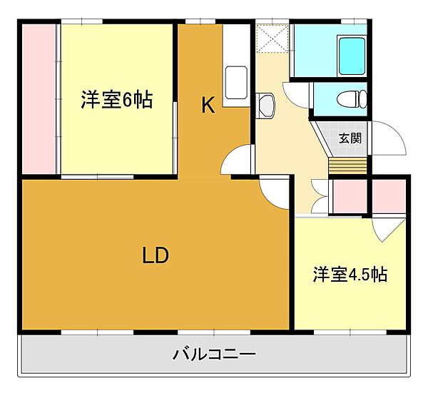 ラ・フォンテ相生 402｜群馬県桐生市相生町2丁目(賃貸マンション2LDK・4階・64.30㎡)の写真 その2