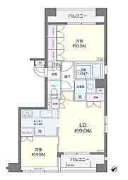 アビテ蔵前リバーサイド 2LDKの間取図画像