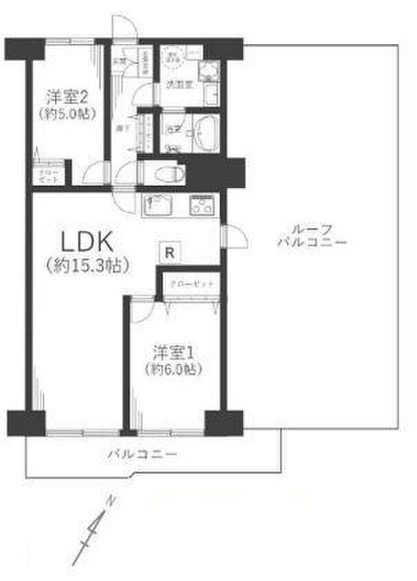 相模台サンハイツ(2LDK) 6階の間取り