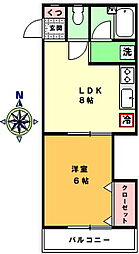 ポーラーワン 1階1LDKの間取り