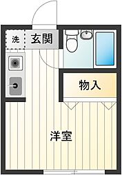 レイクヒルズ武蔵野台 1階ワンルームの間取り