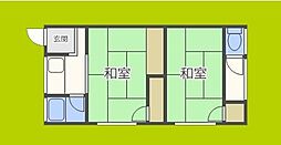 大領アパート 2階2DKの間取り