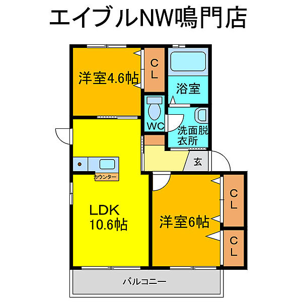 メゾン竹島I・II ｜徳島県鳴門市鳴門町高島字竹島(賃貸アパート2LDK・2階・50.04㎡)の写真 その2