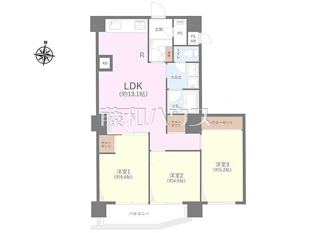 間取図　【日商岩井第2方南町マンション】