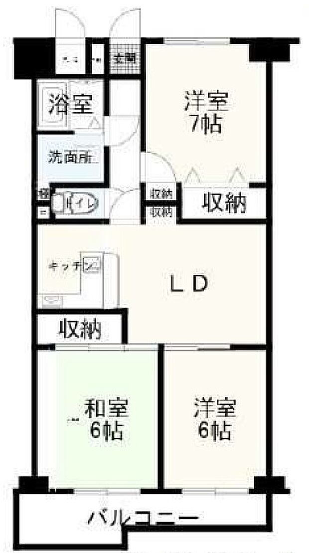 シティハイツ内原・59031(3LDK) 1階の間取り