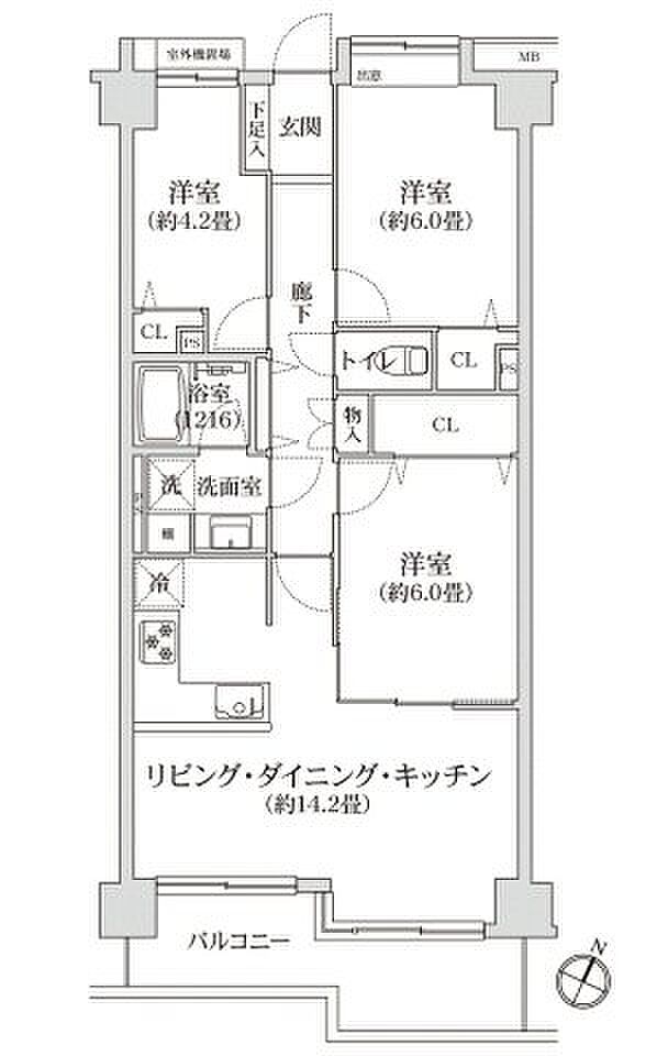 コスモ小岩エクセラ(3LDK) 5階の間取り