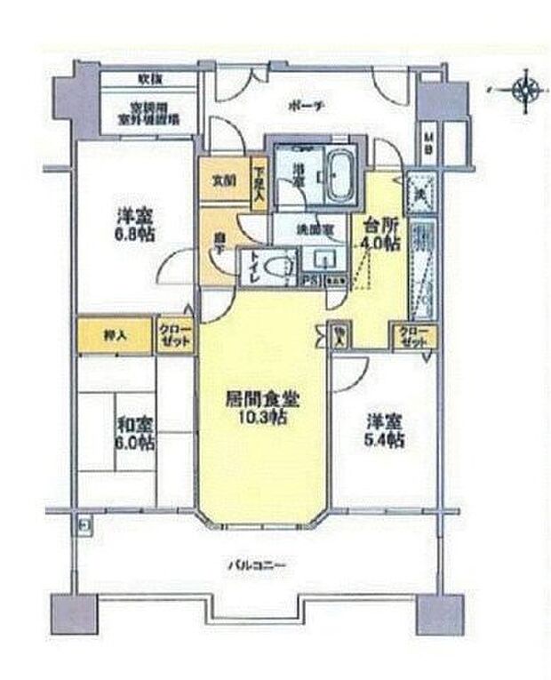 レクセルマンション京成高砂(3LDK) 6階の間取り
