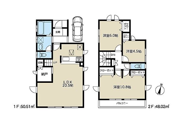 中古一戸建　新座市西堀(3SLDK)の間取り