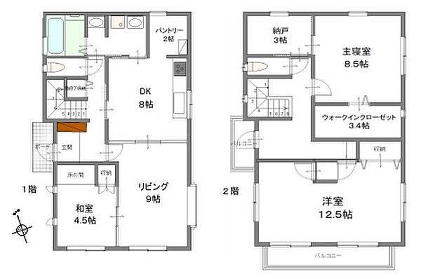 名古屋市名東区神丘町　中古戸建(3SLDK)の間取り