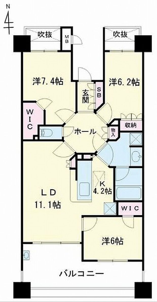 イトーピア箕面(3LDK) 2階の間取り