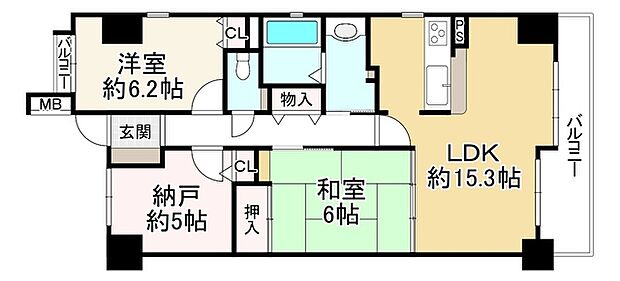 ラウムズ堺大小路(2SLDK) 3階の間取り