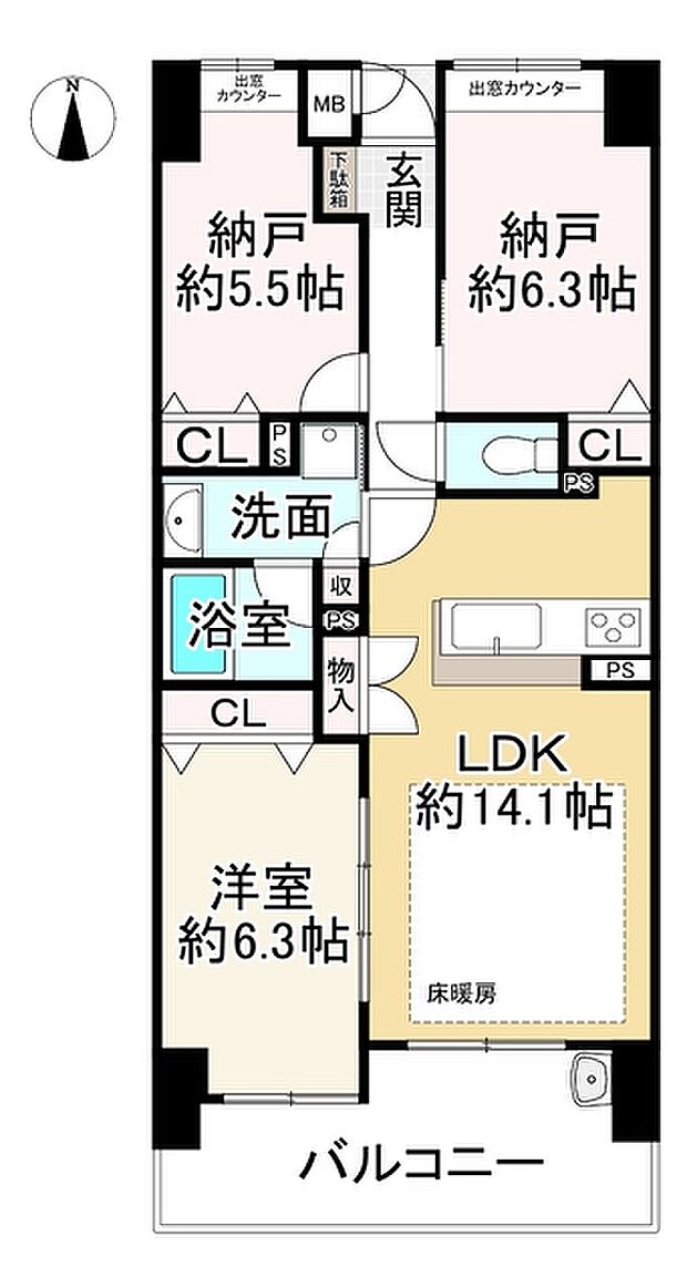 イングス桜井駅前(1SLDK) 5階の間取り