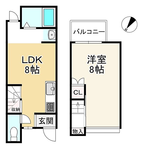 京福電鉄嵐山本線 太秦広隆寺駅まで 徒歩15分(1LDK)の間取り