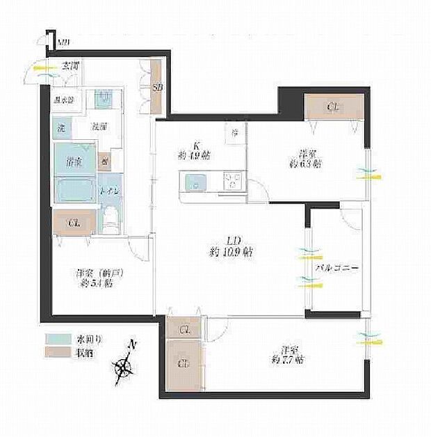 新神戸アパートメント(2SLDK) 2階の間取り