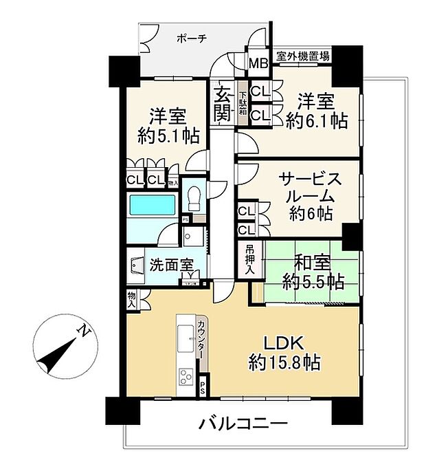 イーグルコートアネックス大津なぎさ公園前(3LDK) 2階の間取り