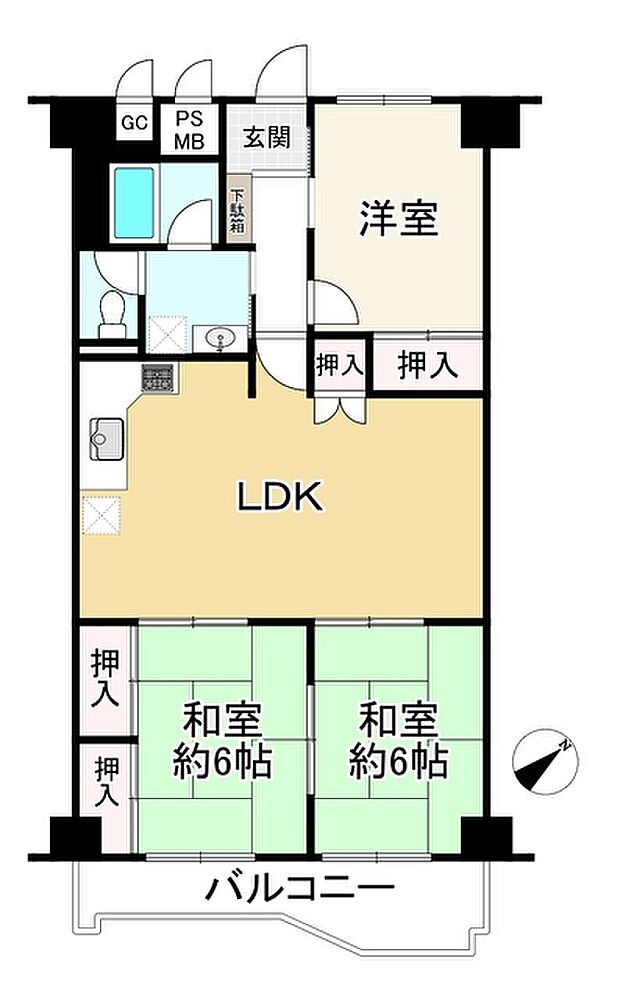 朝日プラザ天王寺(3LDK) 9階の間取り