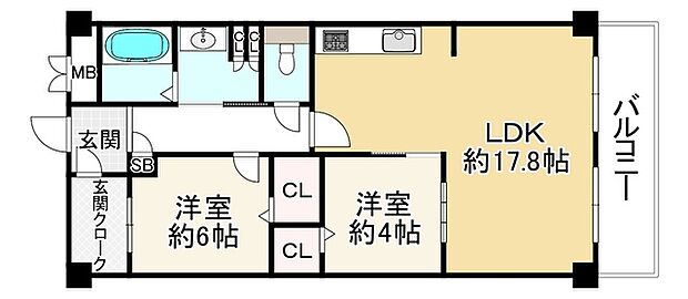 堺東グリーンハイツ(3LDK) 6階の間取り